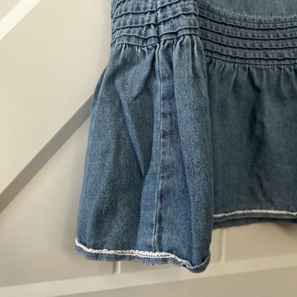 Vintage Denim Broomstick Skirt Large Tiered Midi Prairie Cottage Western Size 12 - Picture 5 of 9